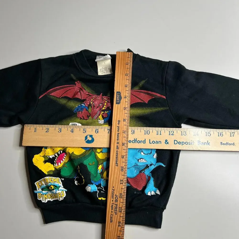 Vintage 1997 Extreme Dinosaurs Cartoon‎ Sweatshirt Retro 90s Crewneck Black